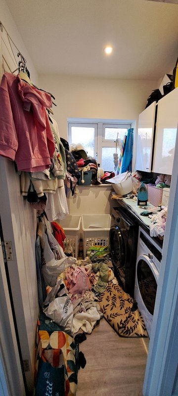 Utility room — cluttered before